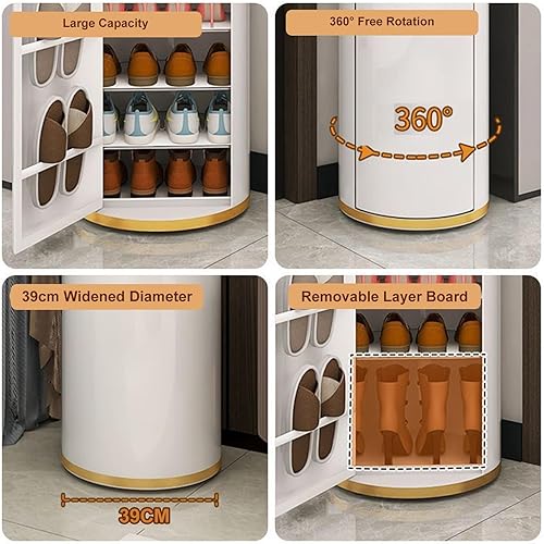 Miniatura 3 de Zapatero giratorio Organizador de zapatos Giratorio 360 Gabinete giratorio de zapatos redondo vertical de esquina estante de zapatos giratorio