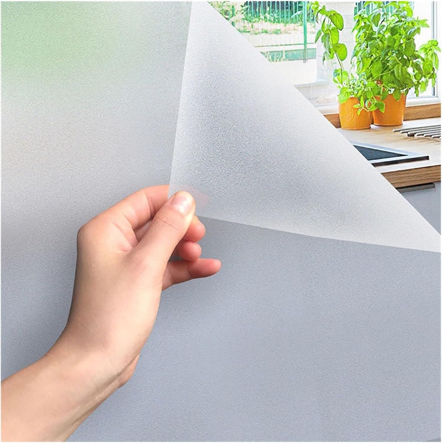 Window Film Matte Window Film Privacy UV Protection Stained Vinyl for Glass Static Cling Frosted Decorative Window Sticker for Bathroom Home Office Decorative Window Film(90x100 cm)