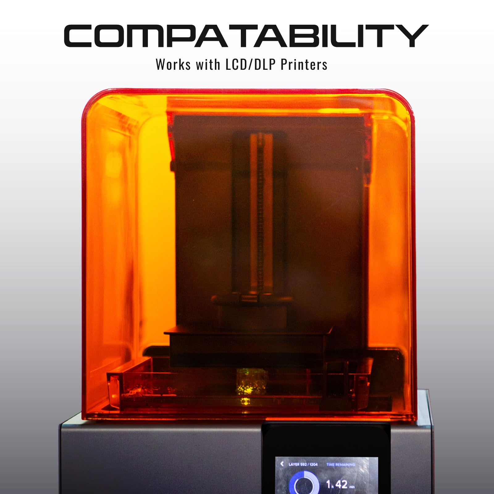 HATCHBOX Resina per stampante 3D 8K Pro, resina liquida per stampa 3D fotopolimero ad alta precisione e basso odore, 405 nm, per stampa DLP LCD, 1000 g, trasparente