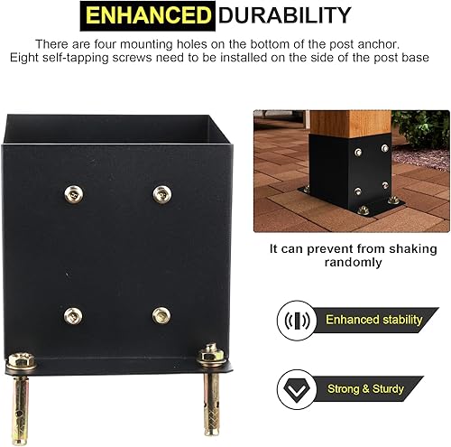 Miniatura 7 de Base de poste de 6 x 6 piezas, tamaño interior de 5.6 x 5.6 pulgadas, base de poste de cubierta de metal resistente con recubrimiento de polvo