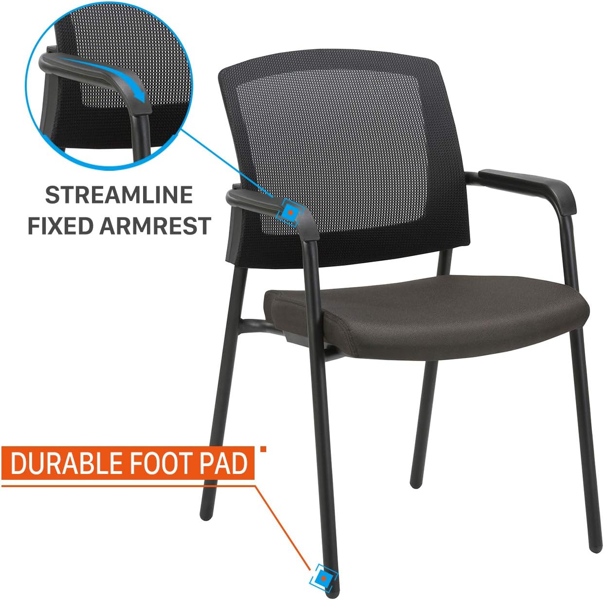 CLATINA Office Reception Guest Chair Mesh Back Stacking with Ergonomic Lumbar Support and Thickened Seat Cushion for Waiting Conference Room Black 4 Pack : Office Products