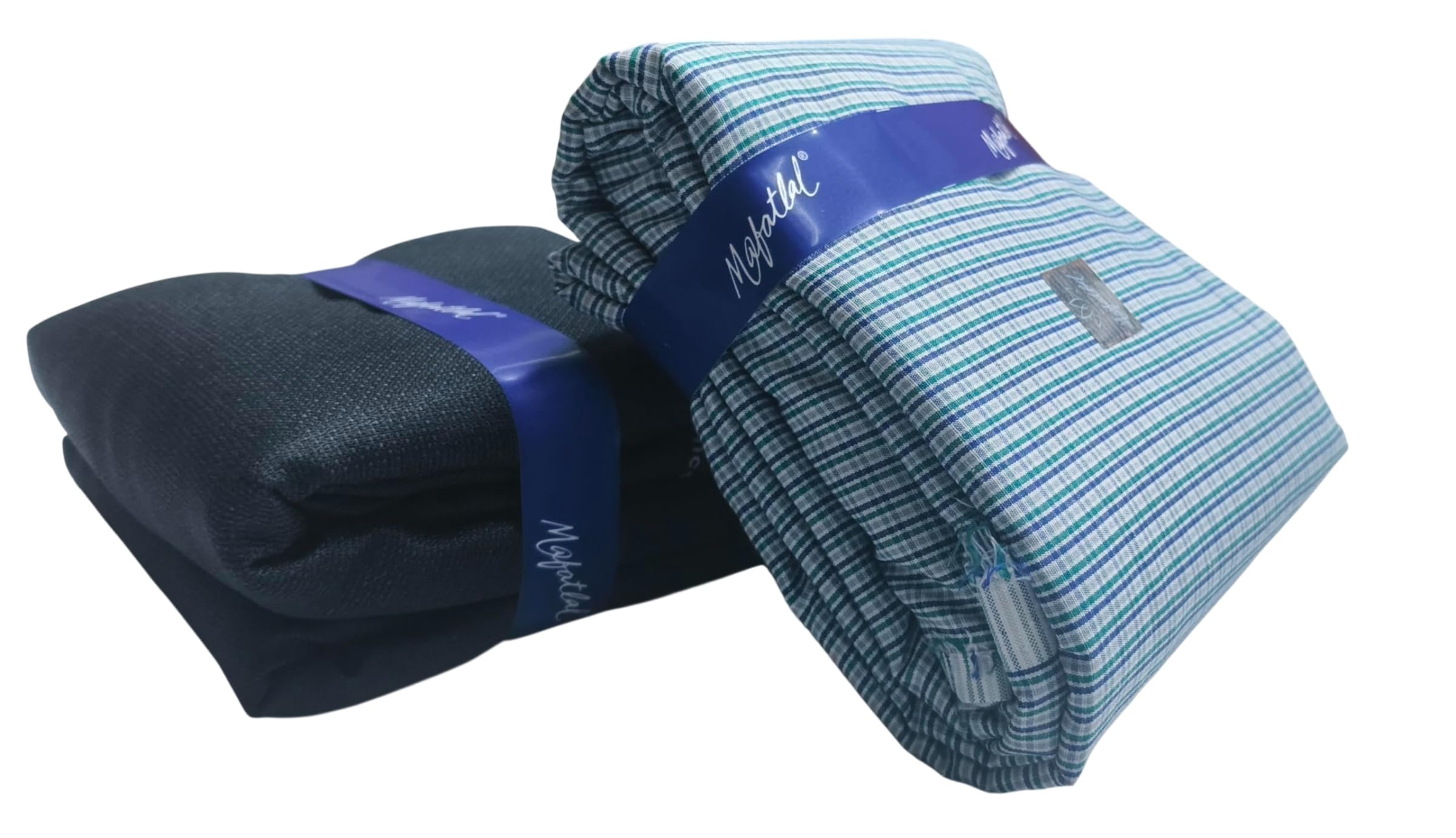 Mafatlal Men’s Shirt & Pant Fabric Set – Blue check double line Shirt with Trouser Material, 100% Cotton, Soft Breathable Unstitched Fabric Combo, Formal Wear Gift Pack-picture-27