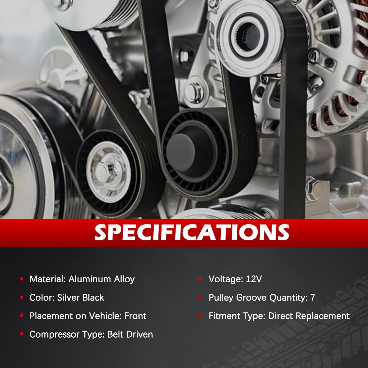 A/C Compressor with Clutch Fit for Ram 1500/2500/ 3500 1996-2002, Dakota 1995-2001, Durango​1998-2001, 3.9L 5.2L 5.9L 8.0L, Air Condition Compressor OE 4849040AD