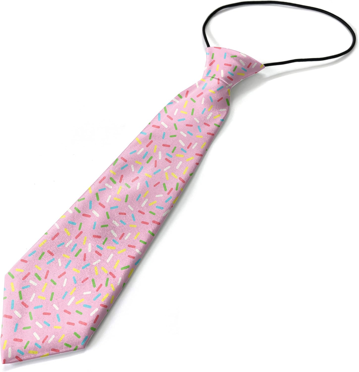 Toddler Size ( Pink Colorful Sprinkles ) Pre-Tied Adjustable Novelty Necktie, Fashion Conversational Neck Strap Ties for Boys and Children, for Wedding Parties Events
