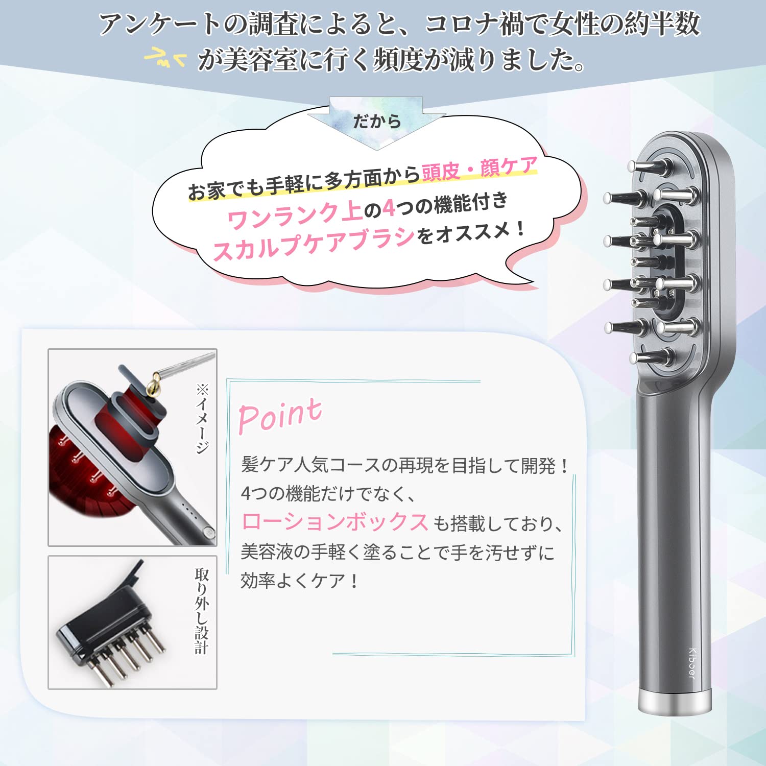 Amazon.co.jp: スカルプケアブラシ RF 美顔器 電気ブラシ emsブラシ