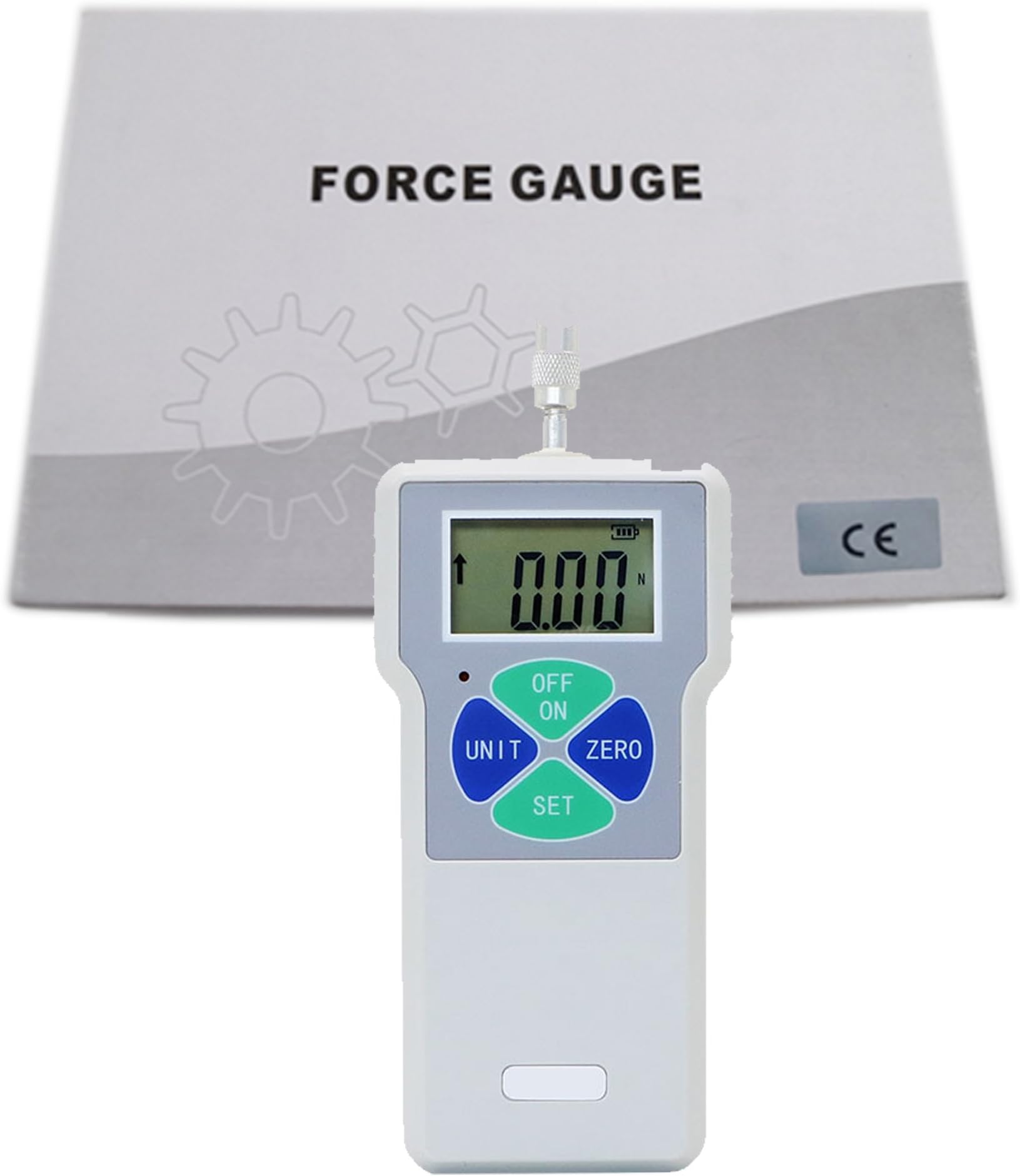 Handheld Force Gauge Push Pull Dynamometer Thrust Meter with Lithium Battery 1.1lbs Capacity 5N Max Load 3 Units Lb Kg N
