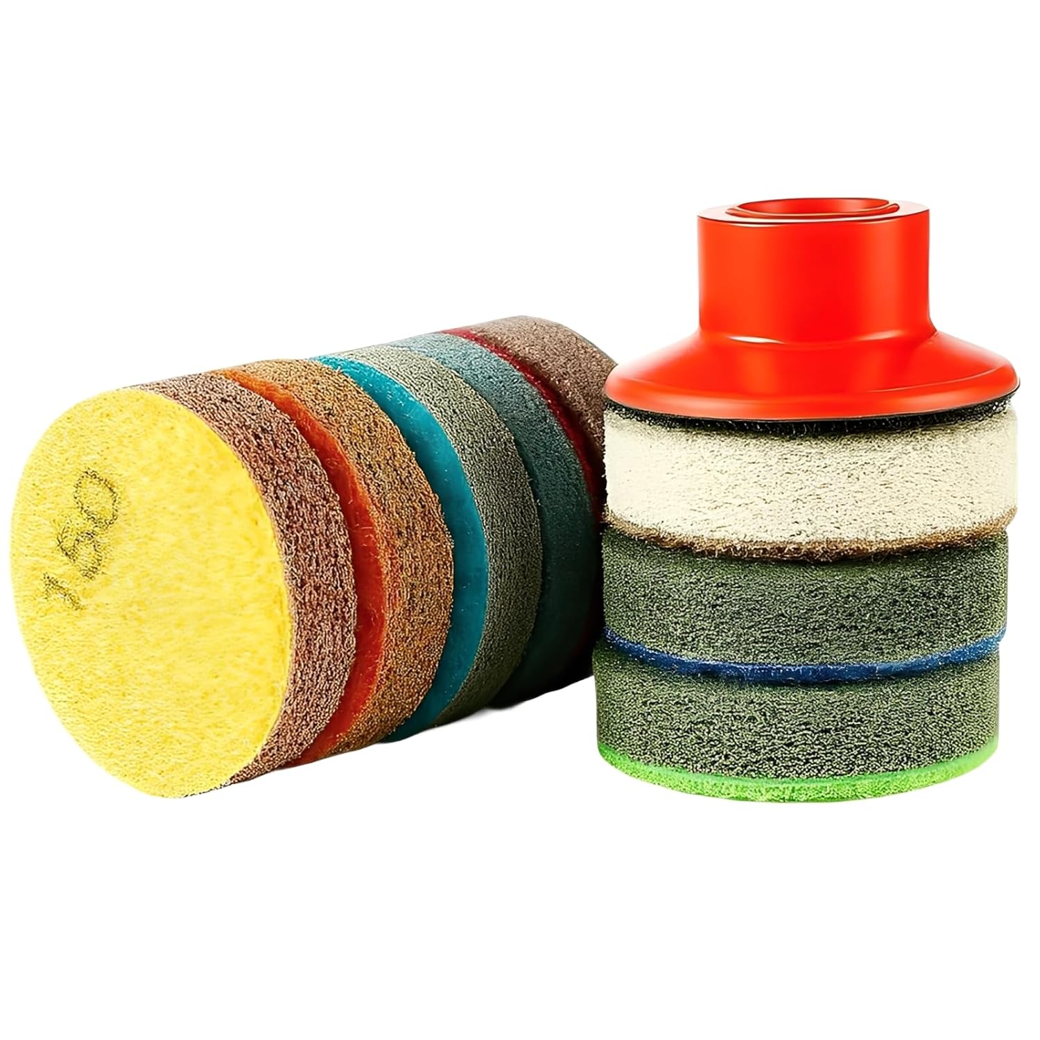 2inch 50mm Diamond Water Grinding Pad, 7 Different Grit 50#-3000# Wet Sanding Discs & 6mm Round Handle Hook & Loop Backing Holder for Detail Fine Buffing Polishing (8Pcs/Set)