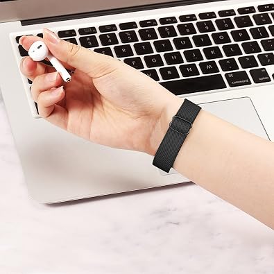 FINTIE Soft Elastic Bands Compatible with Fitbit Inspire 3 | Adjustable Stretchy Nylon Loop Band, Breathable Replacement Strap, Accessory Wristband, Ultra thin & Lightweight