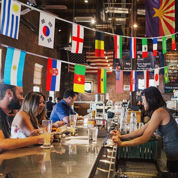 World Cup Bunting Flags 48 Teams Flags, 15M 48pcs Bunting Flags Double Sided Fabric Banner for 2026 World Cup Football Party Decoration - 5