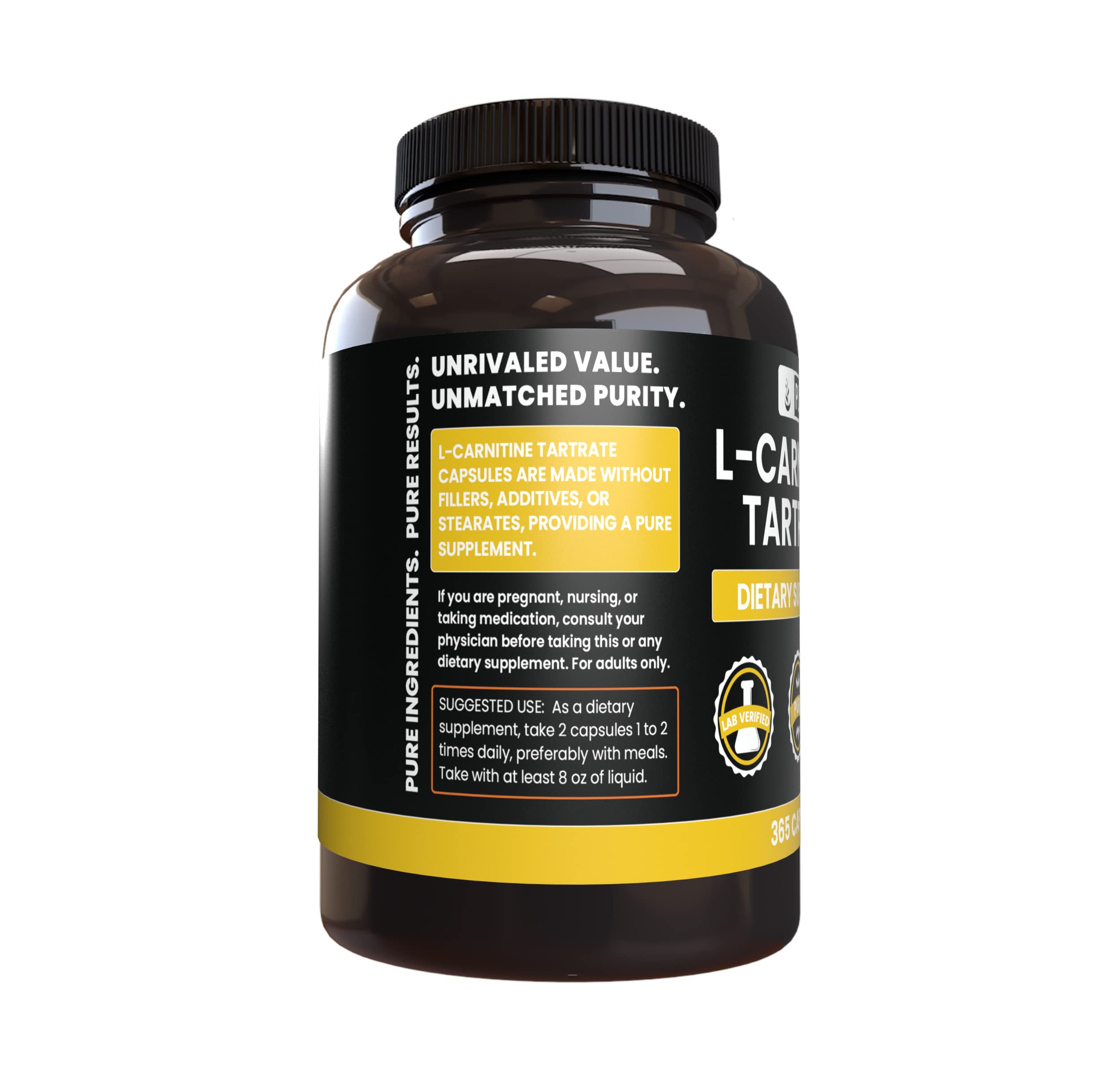 Pure Original Ingredients L Carnitine Tartrate 365 Capsules No Magnesium