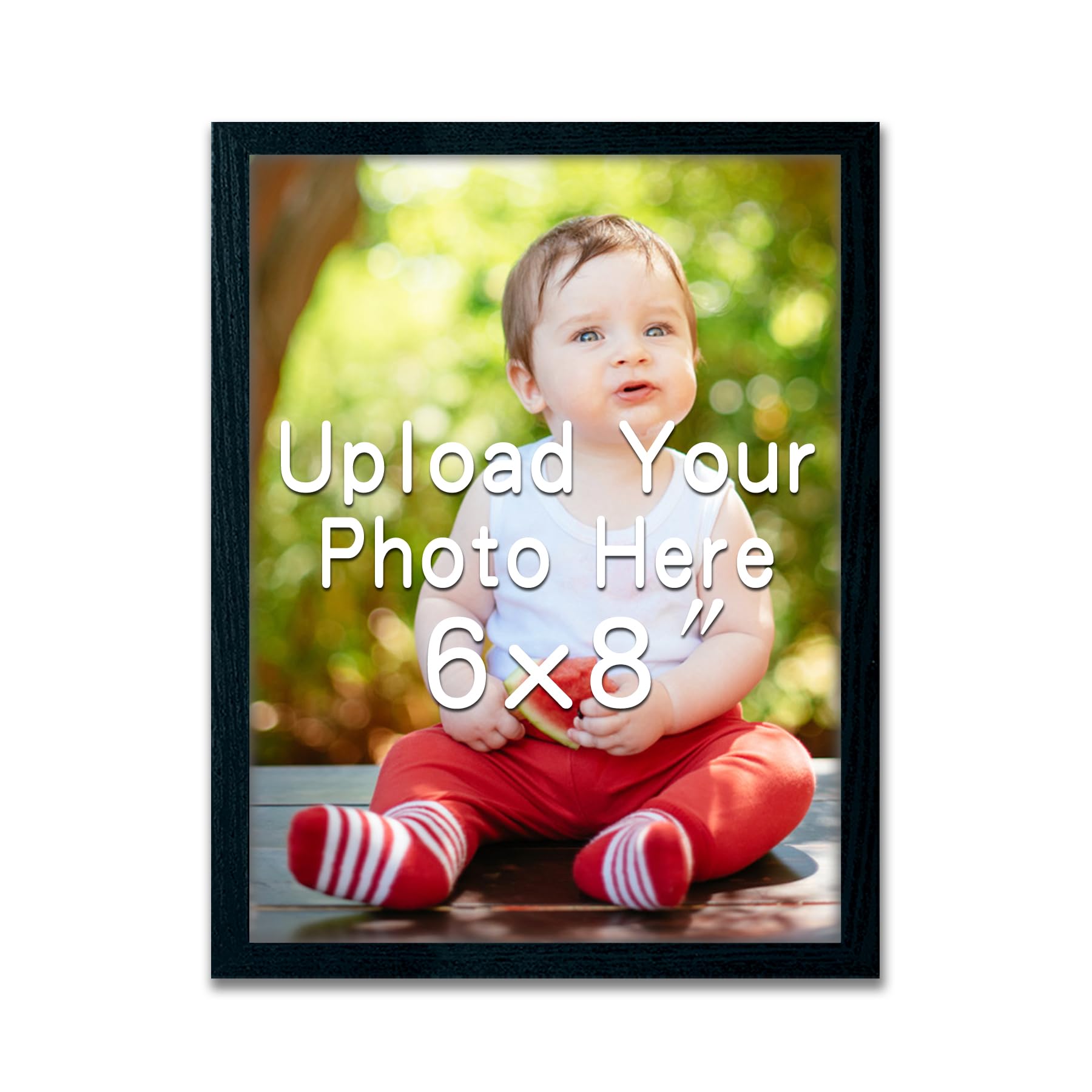 Custom Canvas Prints with Your Photos Personalized Photo to Canvas Print Gifts for Couples Friends Family Baby Pets 6X8 In Black Framed, Made In USA - Fast Delivery