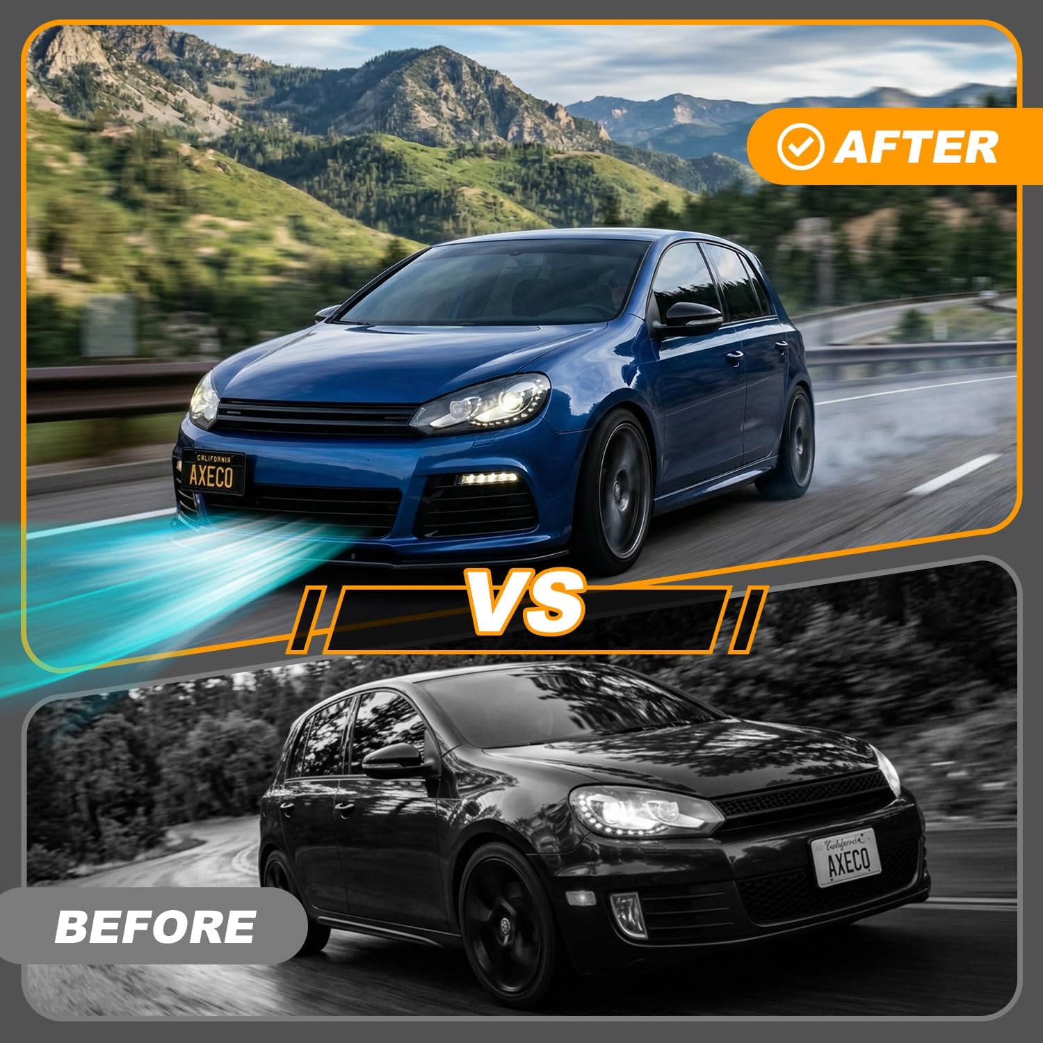 No Drill Front Bumper Tow Hook License Plate Relocator for Volkswagen Golf MK6 2010-2014 Jetta MK5 No Blocking Sensor Road Legal AXECO®Global Parts