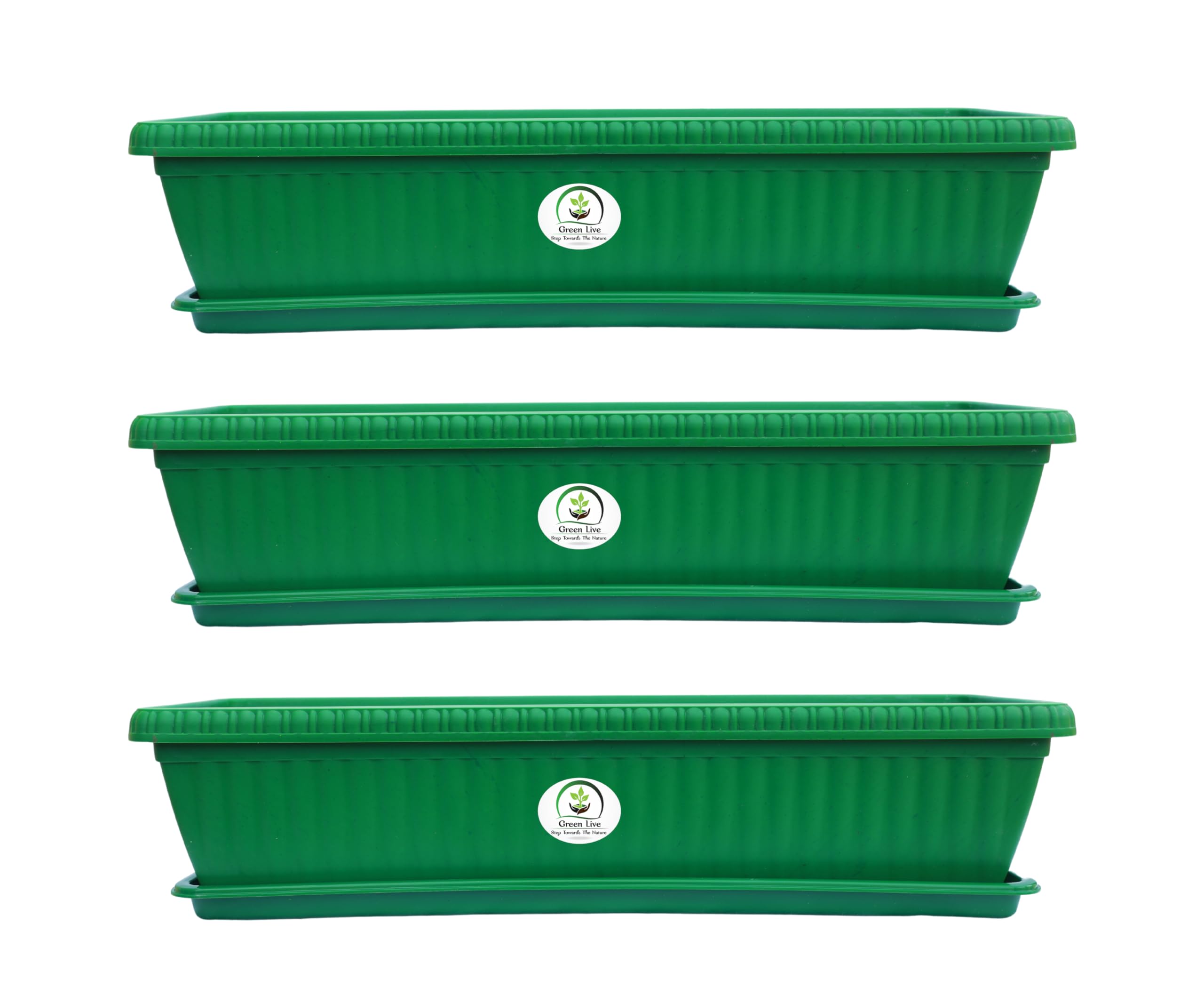 Green Live 25" Rectangular Planter Green Pot With Tray (Pack Of 3) & All Essentials To Start Growing Plants Indoor & Outdoor Gardening, 22 Cm (B0CCYKD8NW) Amazon Price History, Amazon Price Tracker