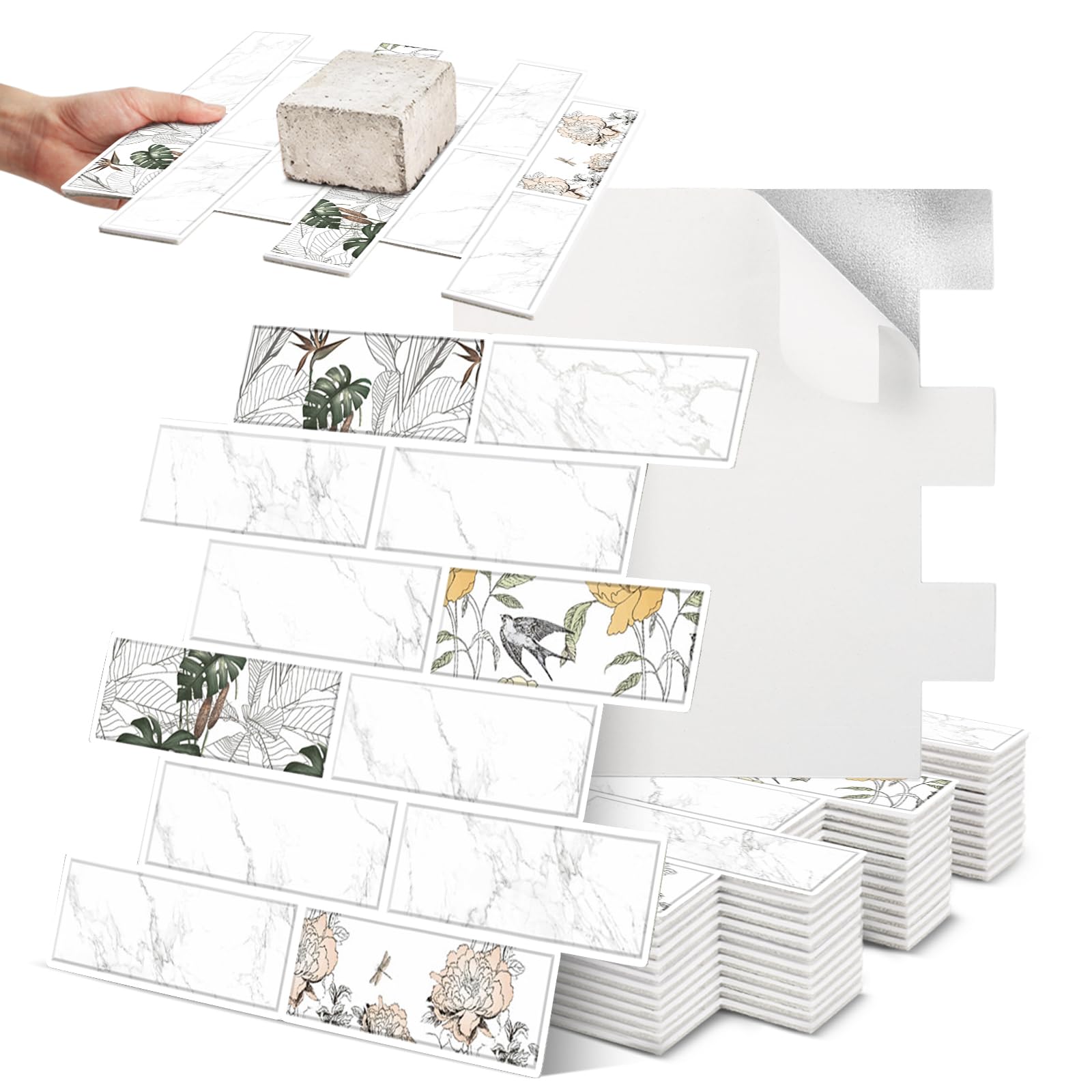 Azulejos adhesivos 3D para tapar imperfecciones en paredes de cocina y baño, pack de 10 uds