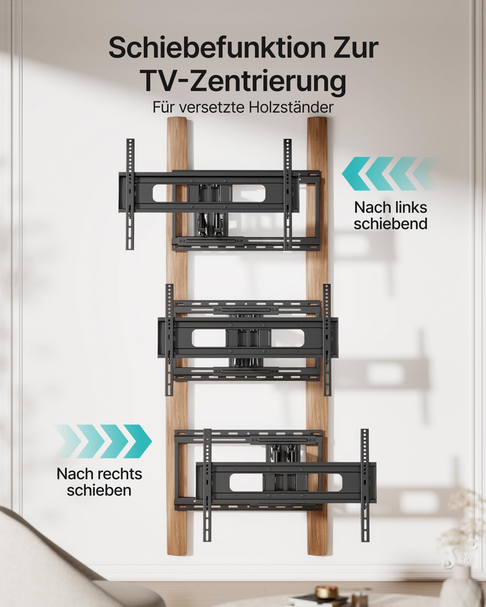 PEGZONE Doppelarm TV Wandhalterung bis 80 kg für 37–90 Zoll Fernseher | Wandhalterung Fernseher Schwenkbar & Neigbar, max. VESA 600x400 mm, Wandabstand 120–645 mm, Kabelmanagement