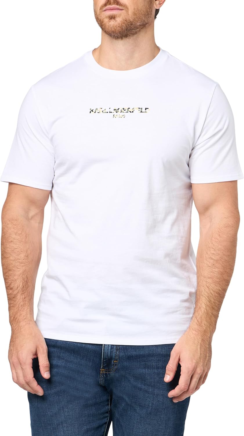 KARL LAGERFELD Mens Pullover Short Sleeve Camo Logo T-Shirt