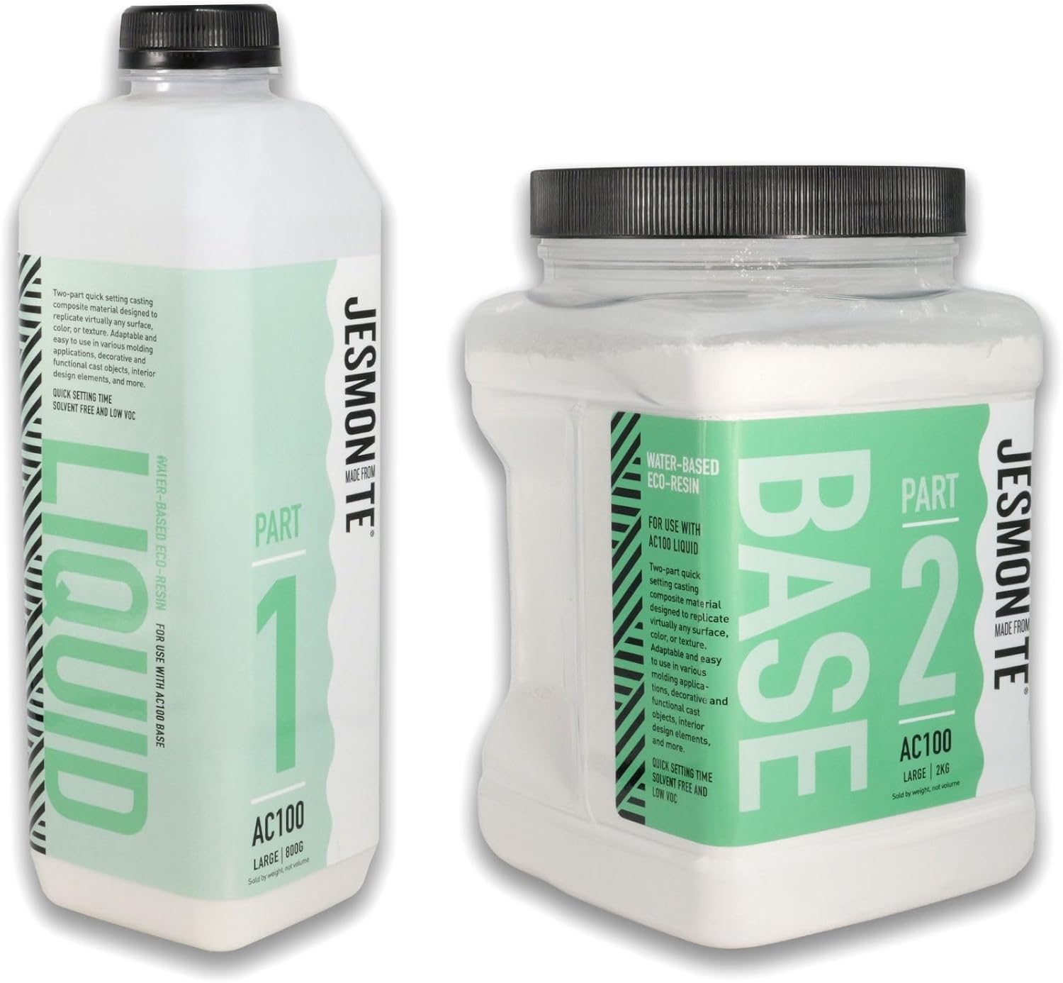Jesmonite AC100 Eco-Resin Water-Based Casting Material for DIY Projects, Two-Part Powder Base and Liquid Set, Solvent Free Resin Alternative, Large 2.5kg Set