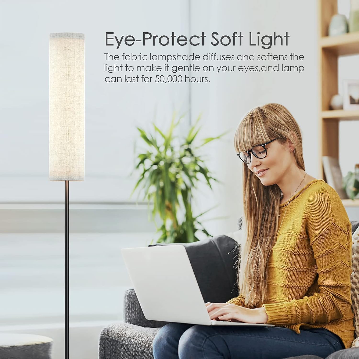 Lithomy Lampada da Terra, 12W Piantana Salotto con Telecomando Lampade da Terra con 4 Temperature Colore e Modalità Luce Notturna, Lampada da Terra LED per Soggiorno, Camera da Letto, Studio