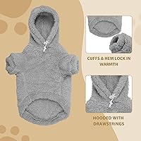 Vista 3 de Suéteres mullidos para perros grandes, ropa con capucha para mascotas, abrigos cálidos y suaves para mascotas, sudadera con capucha para perros Gris