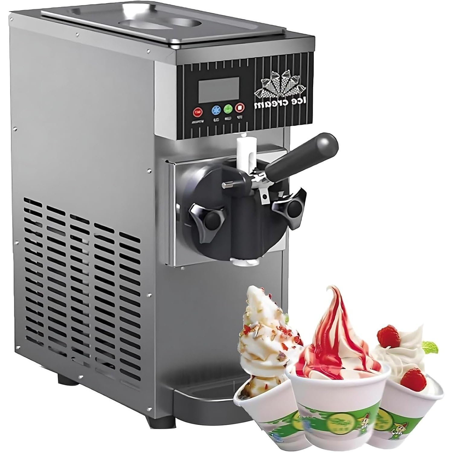 UofZc Automatic Ice Cream Machine, Electric Homemade Ice Cream Maker for Gelato, Sorbet, Frozens Yogurt, Easy Operation, Perfect for Home Kitchen & Family Use Black