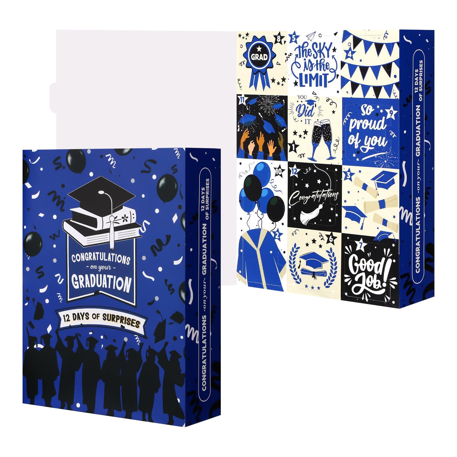 12 Days Graduation Advent Calendar Empty Gift Box,Graduation Countdown Calendar Gift Boxs,DIY Empty Gift Box for High School College, Keepsake Storage Container For Mementos,Gifts Not Included (Black) — view 8