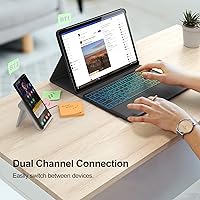 Vista 4 de GreenLaw Funda para Samsung Galaxy Tab S7 Fe (5G) con teclado, Tab S8 Plus S7 Plus, retroiluminación de 7 colores, panel táctil inteligente, funda