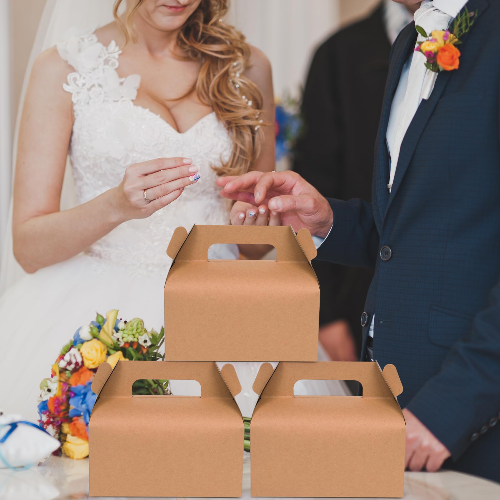 GXFCING 30 Cajas Kraft para Fiestas, Cajas para Dulces de 16,3 x 9,3 x 8 cm, Pequeñas Cajas de Regalo de Cartón Adecuadas para Cumpleaños Infantiles, Bodas, Baby Showers, Navidad, Fiestas