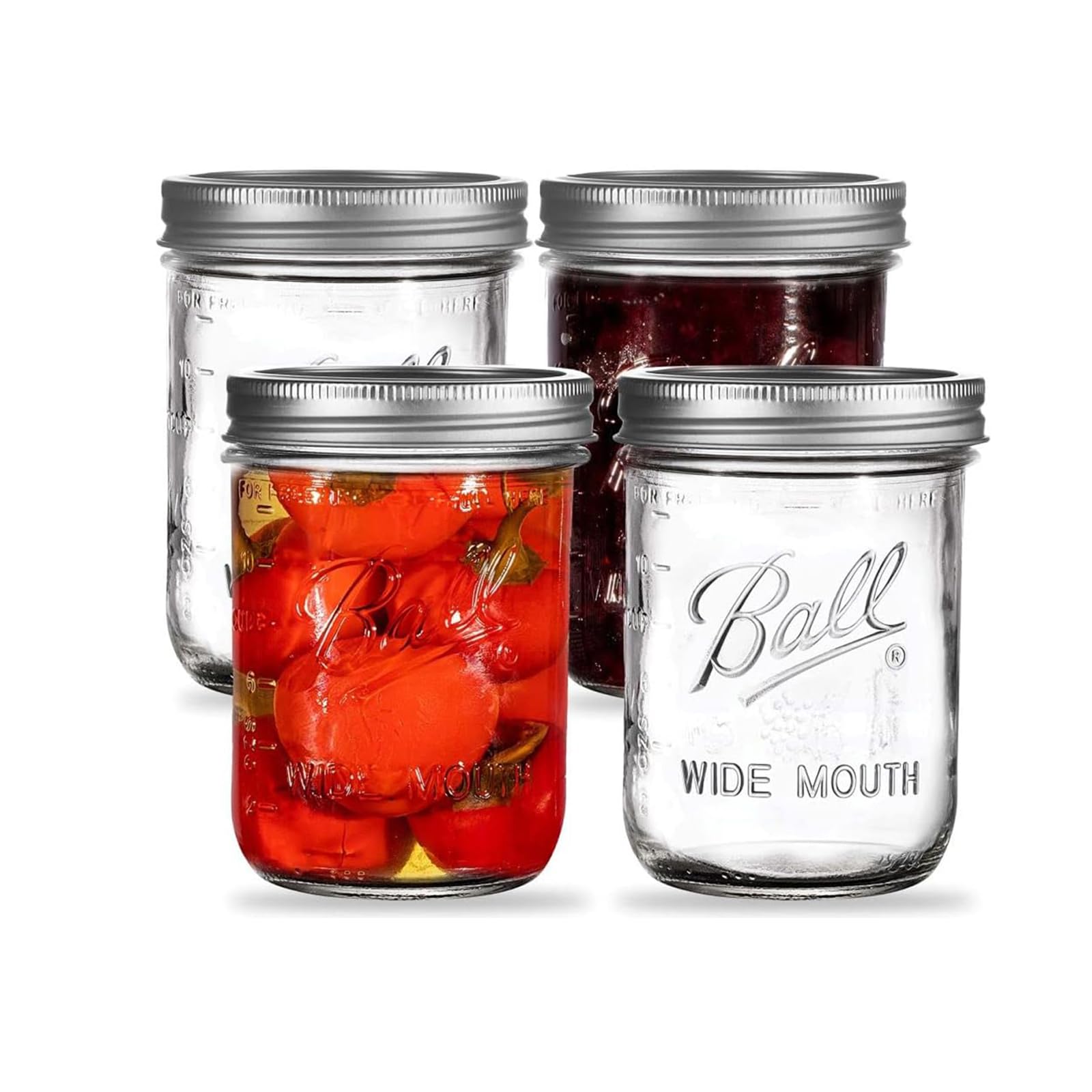BMXENG Wide Mouth Mason Jars 16 oz, 4 Pack with mason jar lids, Mason Jars with Airtight Lids for Canning, Fermenting, Pickling - Jar Décor - Microwave/Freeze/Dishwasher Safe