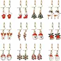 Orecchini Pendenti Natalizi Per Donne - Set Con Pupazzo Di Neve, Fiocco E Babbo Natale - Foto 4