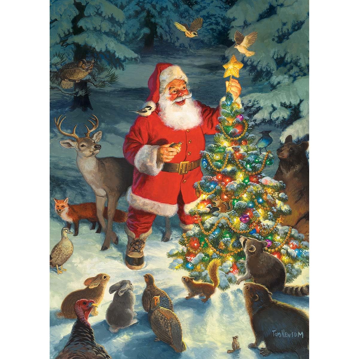 Springbok "Naughty Or Nice" 1000 Piece Jigsaw Puzzle - Holiday Santa Scene By Claudia McKinney