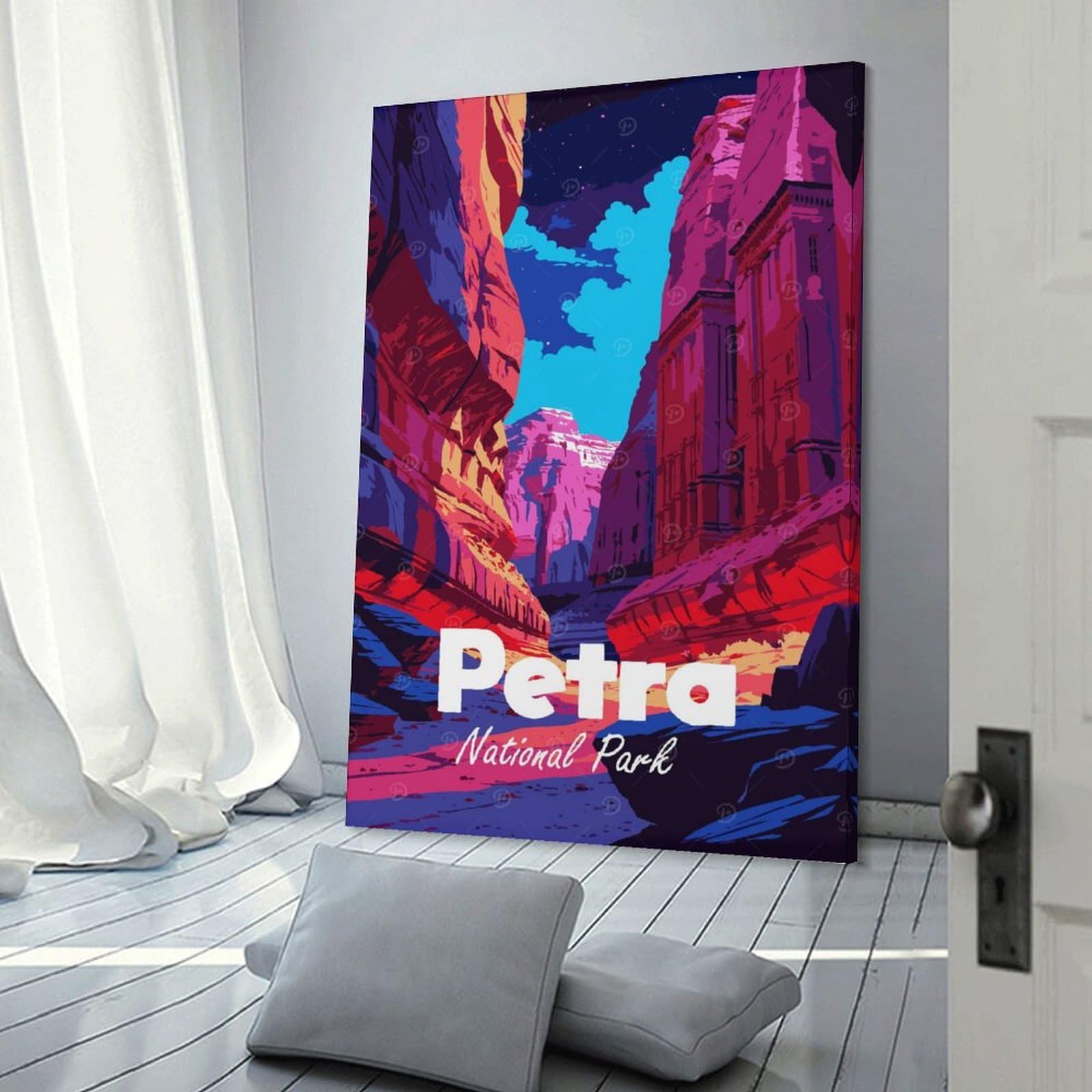 Junmoney Home Decor Wall Art Petra National Park Illustration, 08x12inch(20x30cm), for Workspace Walls, Study Corners Or Bedrooms, A Smart Decor Choice for Study Walls