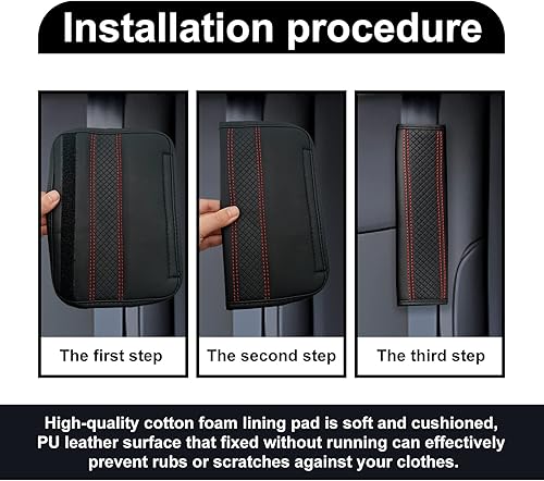 Miniatura 5 de 2 almohadillas para cinturón de seguridad para cinturón de seguridad de automóvil, de cuero transpirable, cojín de conducción más cómodo que ayuda a