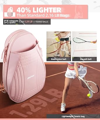 ARCFOX Tennis Racket Bag 2-in-1 Large Capacity Tennis Racket Backpack for Women and Men, Water-Resistant Lightweight Tennis Crossbody Bag for Pickleball Paddles, Badminton Squash Racquet,Only 0.64KG