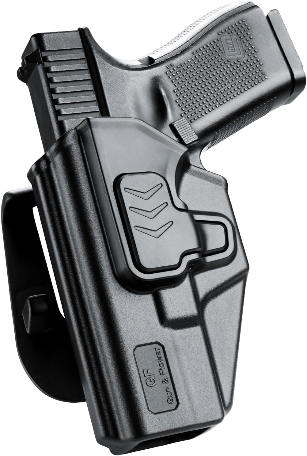G19 OWB Holster for Glock 19 G26 Gen 3 4 5 6, 19X 23 Gen 3 4, G 32 44 45 丨Outside Waistband Holster with Level II Retention, 360° Adjustable丨Index/Thumb Release丨Optic-Compatible Option Available