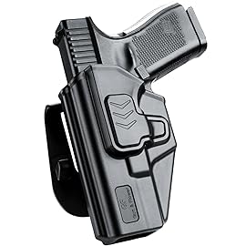 OWB Holster for Glock 19 19X 23 32 45 (Gen 3-5), Left-HandedLevel II RetentionIndex Finger Release360 Adjustable Paddle Carry