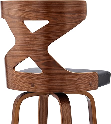 Miniatura 9 de Armen Living Gayle - Taburete de bar giratorio de 26 pulgadas con espalda cruzada, de piel sintética gris y madera de nogal
