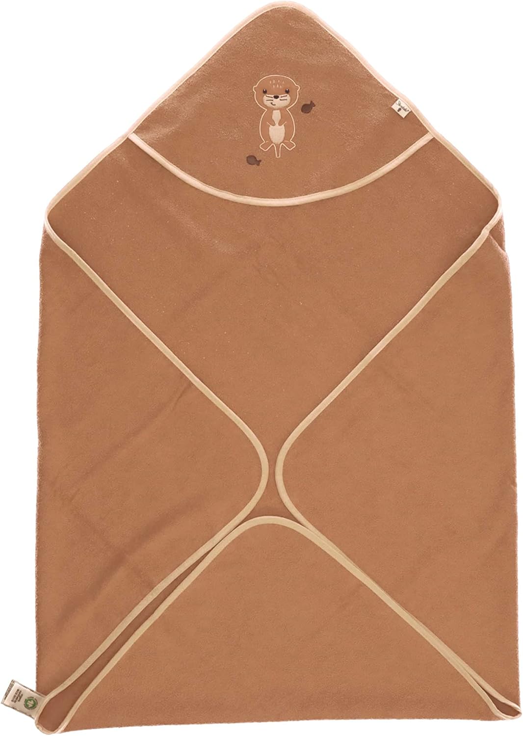Sterntaler Gots Otti Unisex Baby Bath Towel, Poncho with Hood, Children's Bath Towel, Striped Design, Brown