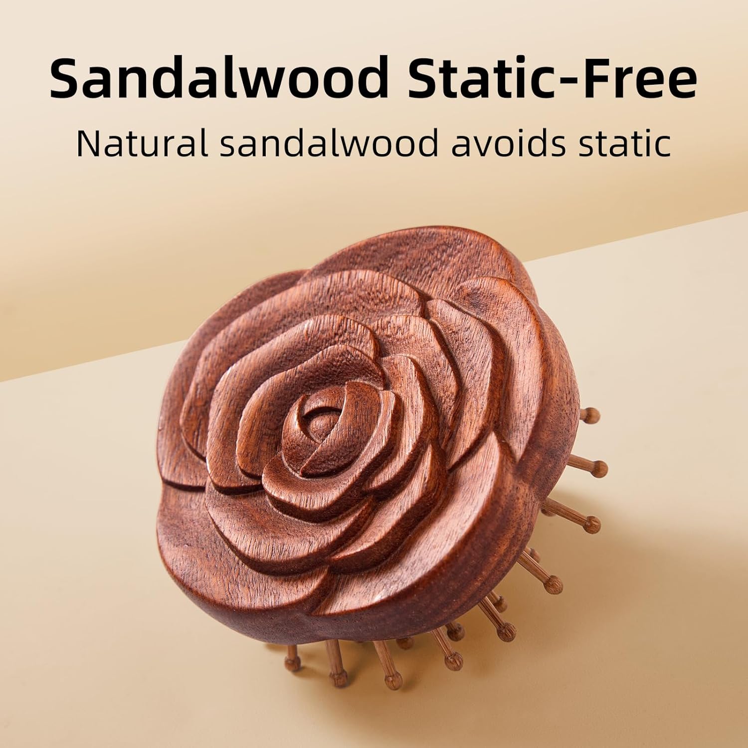 Handmade Wooden Scalp Massager for Hair Growth & Dandruff, Rose Sandalwood Head Spa Comb for Stress Relief & Relax, Anti-Static Hairbrush for All Hair Types, Luxury Gift for Women & Mom