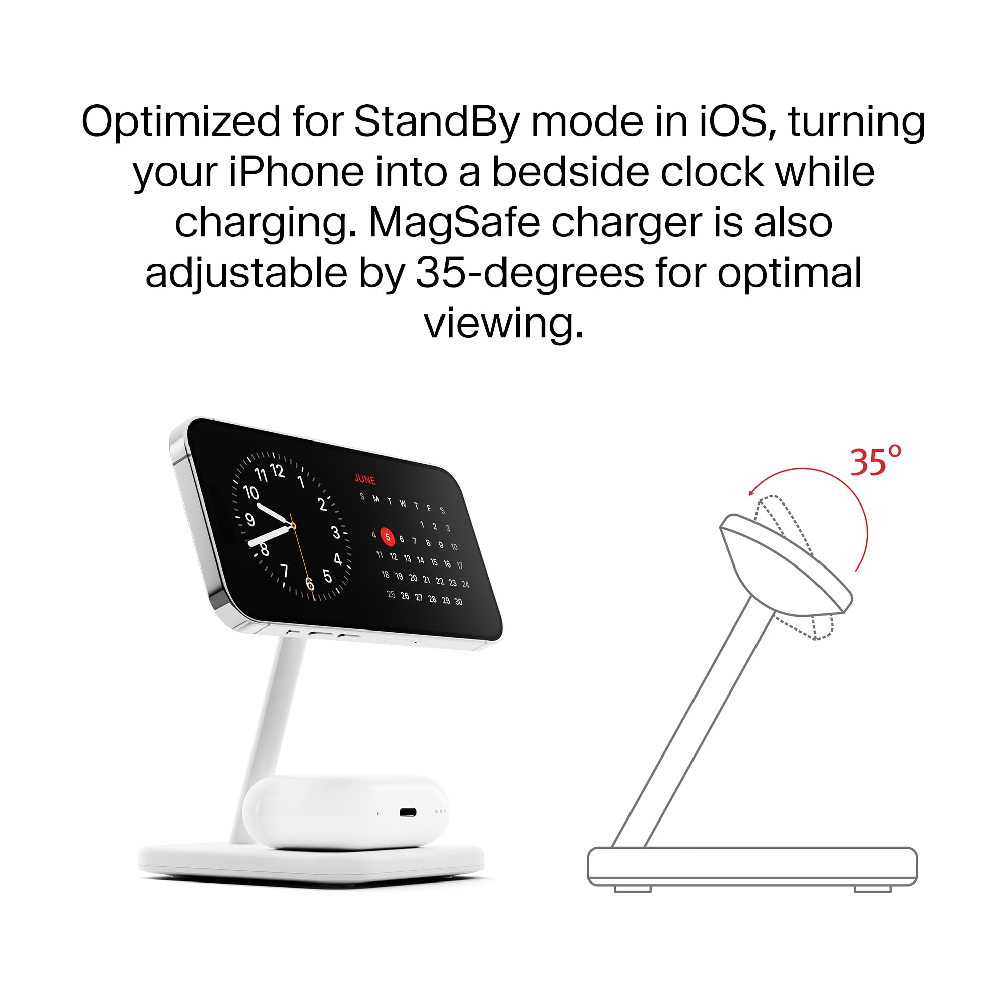 Twelve South HiRise 2 Deluxe 2 w 1 Qi2 stacja ładująca do iPhone'a i AirPods, biały