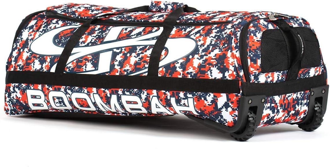 Boombah Brute Camo Rolling Baseball/Softball Bat Bag - 35" x 15" x 12-1/2" - Multiple Color Options - Holds 4 Bats and Room for Gear - Wheeled Bag