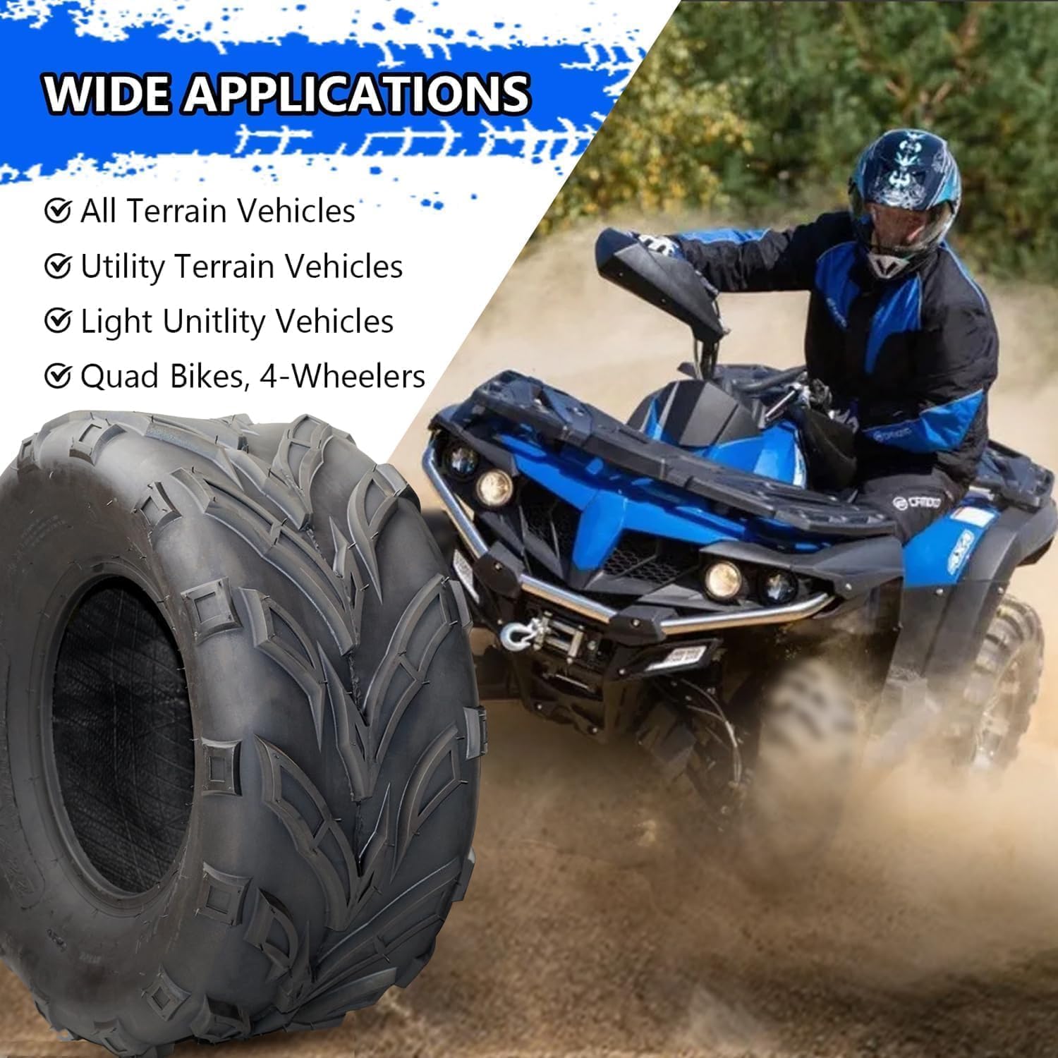(2-Pack) 22x10-10 ATV UTV Tires, 4PR Durable Tubeless, Four-Ply Rated, 22x10x10 Lawn Mower Tires for Tractor Garden Riding Mower