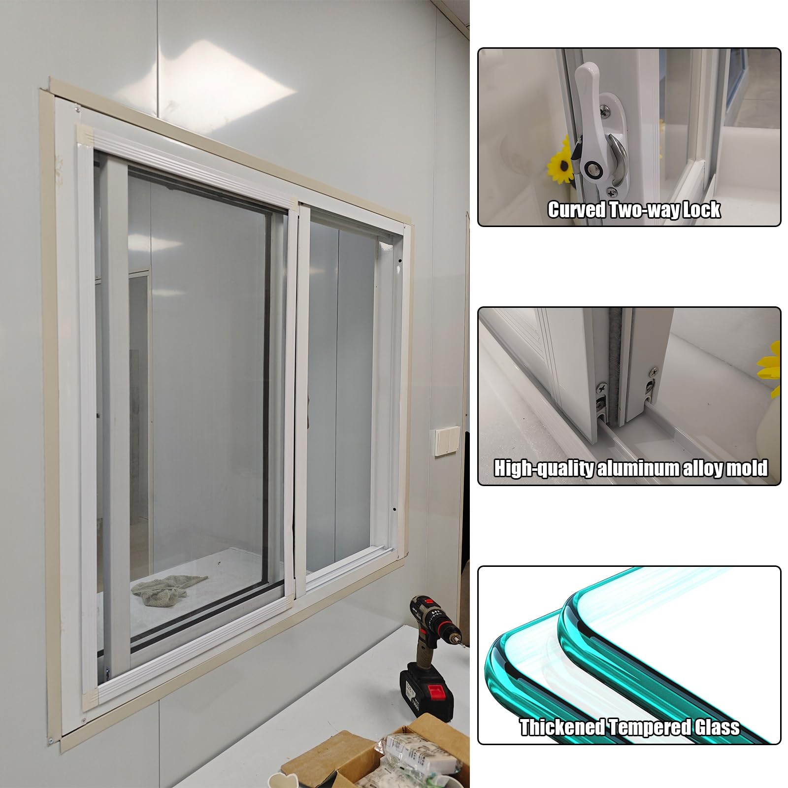 Aluminium-Schiebetür, 55,9 cm - 101,6 cm, für Badezimmer/Küche/Lager, stilvoll (B x H 31 x 20/79 x 51 cm) – perfekt für platzsparende Lösungen