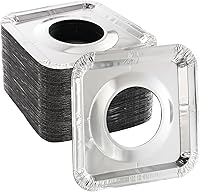 Vista 1 de ZEAYEA 100 Pack Aluminum Foil Stove Burner Covers, 8.5" Square Disposable Gas Burner Liner, Gas Range Protector Bibs for keep Gas Range Clean