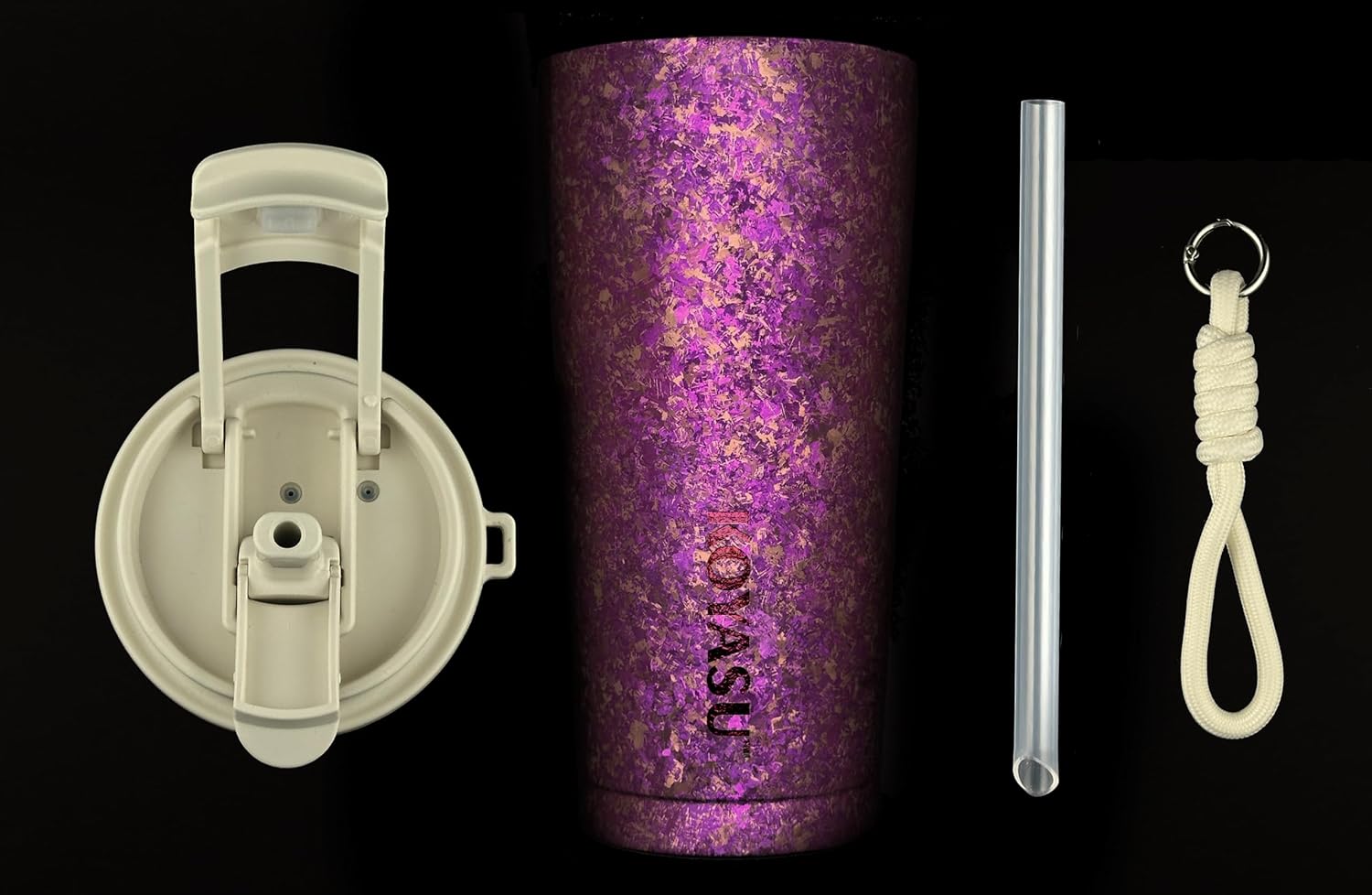 KOYASU® Ti-Zero™ 16oz Titanium Tumbler [Cosmic Amethyst] - Premium Aesthetic Gift for Her. Healthy Zero-Taste Tea Flask. Lightweight, Hypoallergenic Sparkle Gemstone Finish for Wellness - Image 9