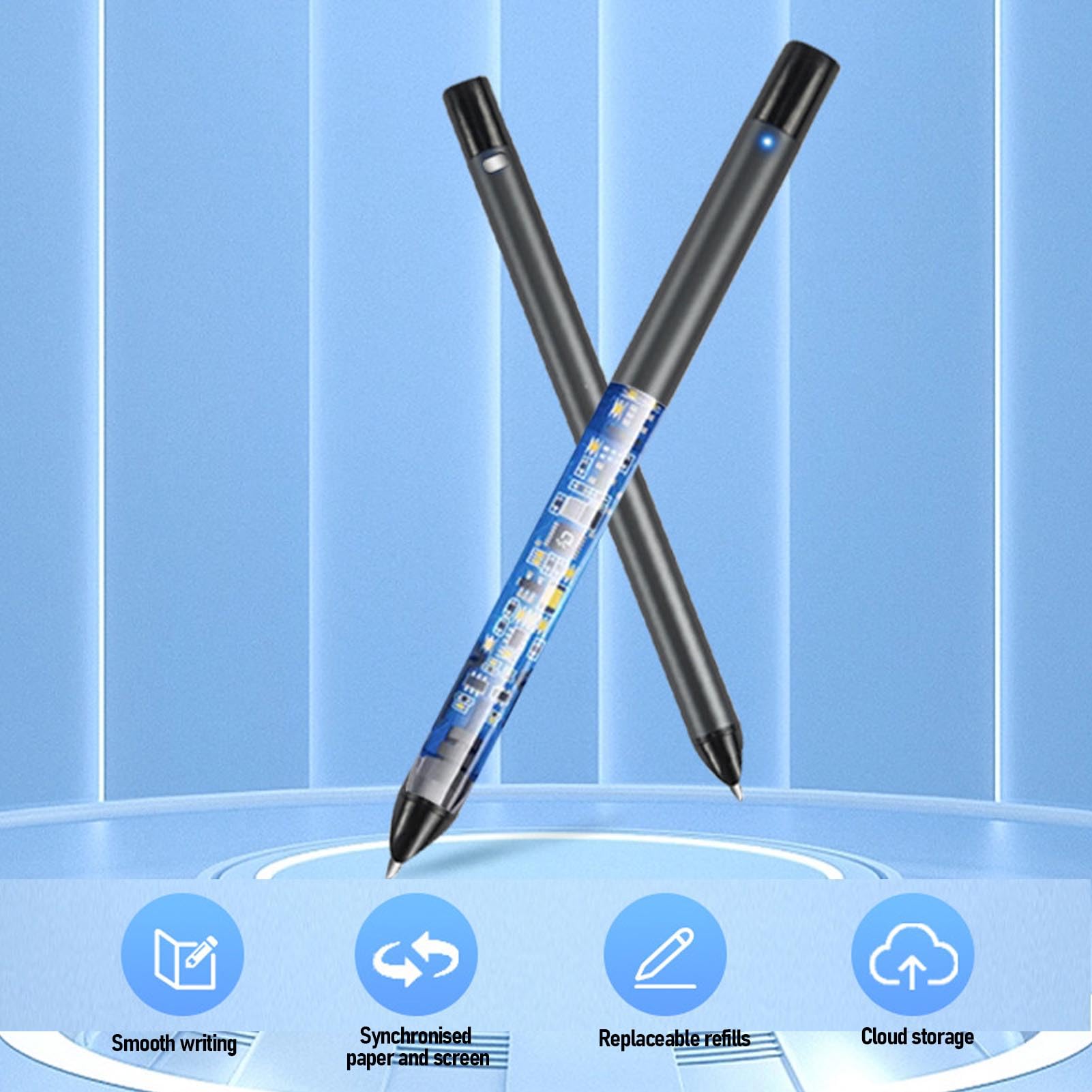 Topiky Smart Pen Notebook Set, 5.0 Stylo Numérique avec 360 ° Angle D'écriture en Temps Réel OCR Reconnaissance de Texte, pour iOS Étude Dessin Prise de Notes (Patchwork Gris Noir)