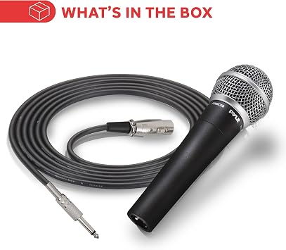 Pyle Professional Dynamic Microphone - 2-Pack Unidirectional Handheld Mic with Built-in Pop Filter, High Signal Output, 15 ft. XLR Audio Cable, Ideal for Stage, Karaoke & Studio Performances