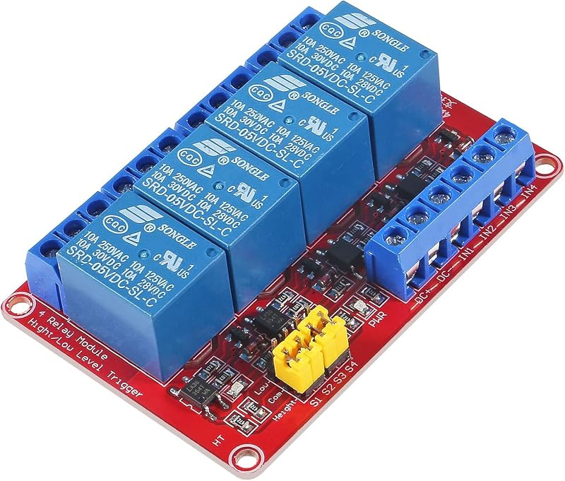 Módulo de relé Gebildet 5 V DC com 4 canais e isolamento por optoacoplador – 1 unidade