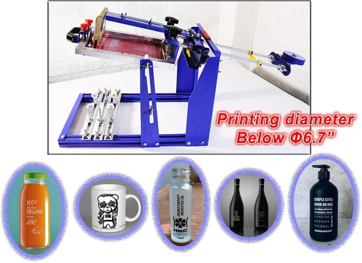 TECHTONGDA 8x10 Inches Cylindrical Screen Printing Machine for 6.7 Inches Diameter Cylinder Silk Screen Printing Press for Pen Cup Bottle