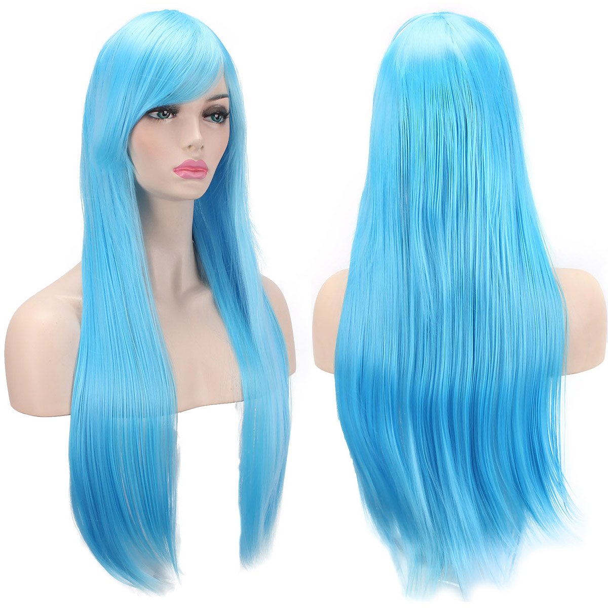 AKStore Wigs 32" 80cm Long Straight Anime Fashion Women's Cosplay Wig With Free Wig Cap(Black) : Clothing, Shoes & Jewelry