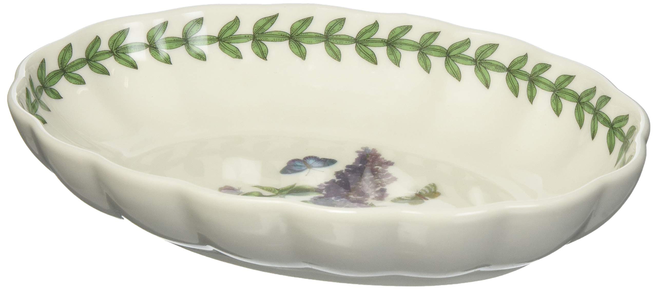 Portmeirion 601055 Botanic Garden Oval Fluted Dish, 6", Porcelain, White
